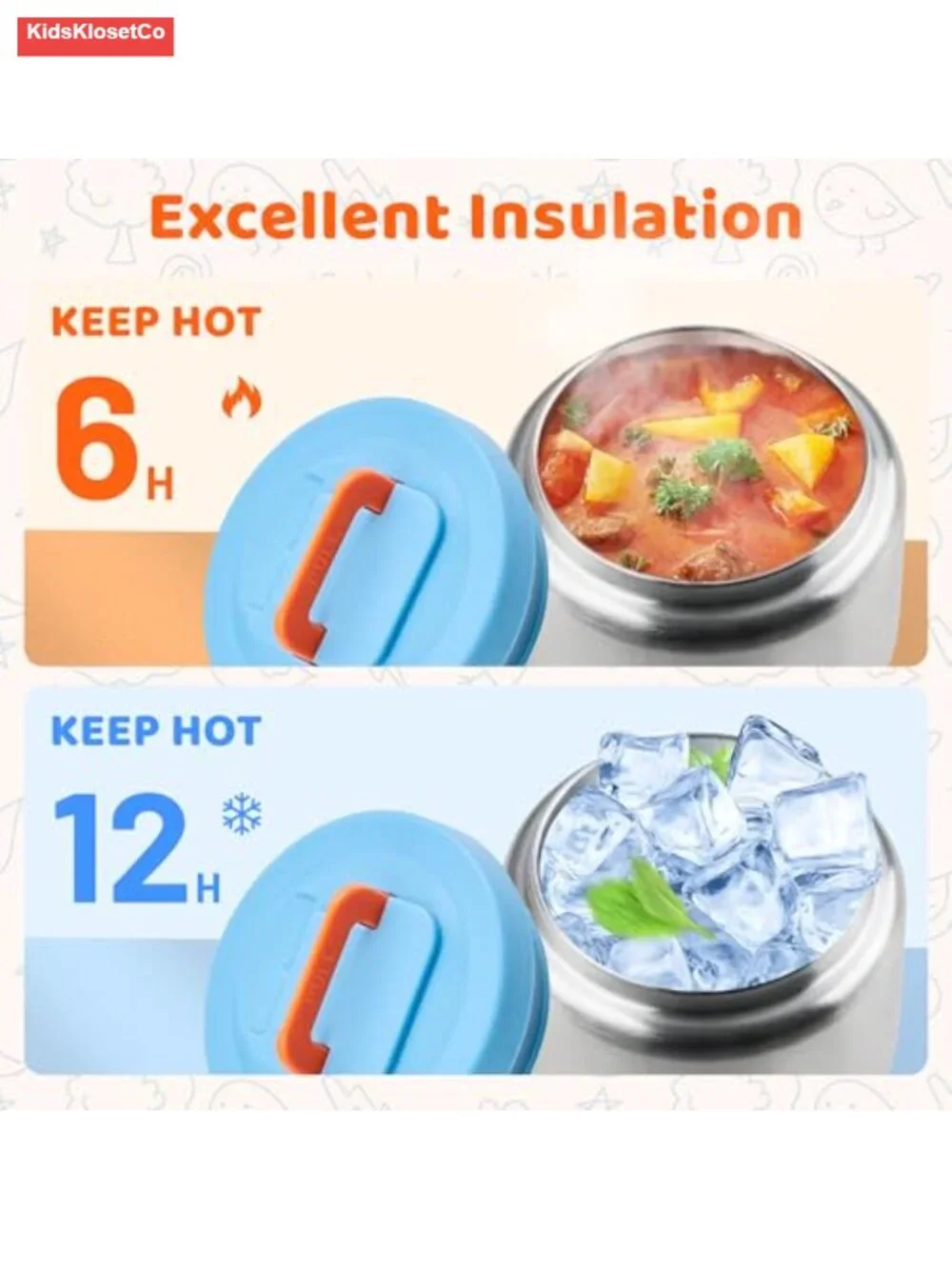 Kids Insulated Leak-Proof Bento Lunch Box with Thermo Food Jar, Stainless Steel